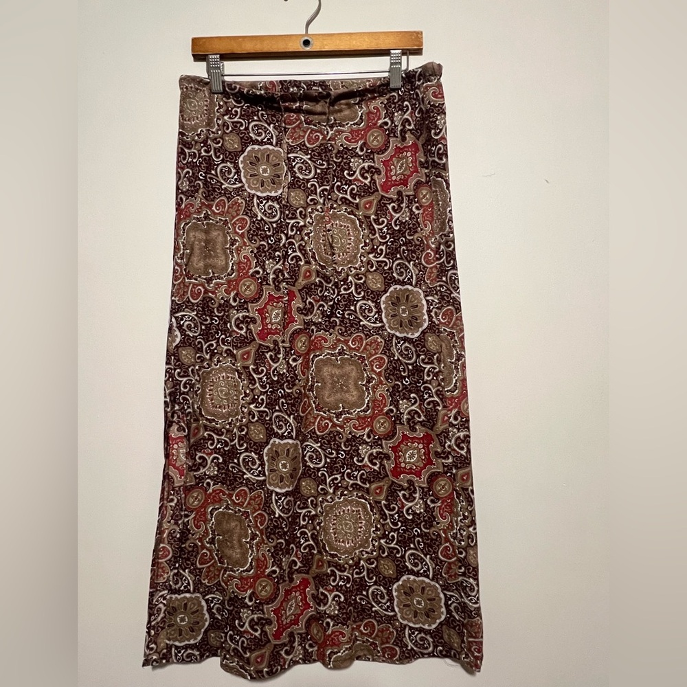 Y2K 2004 Old Navy Red & Brown Maxi Pencil Skirt
